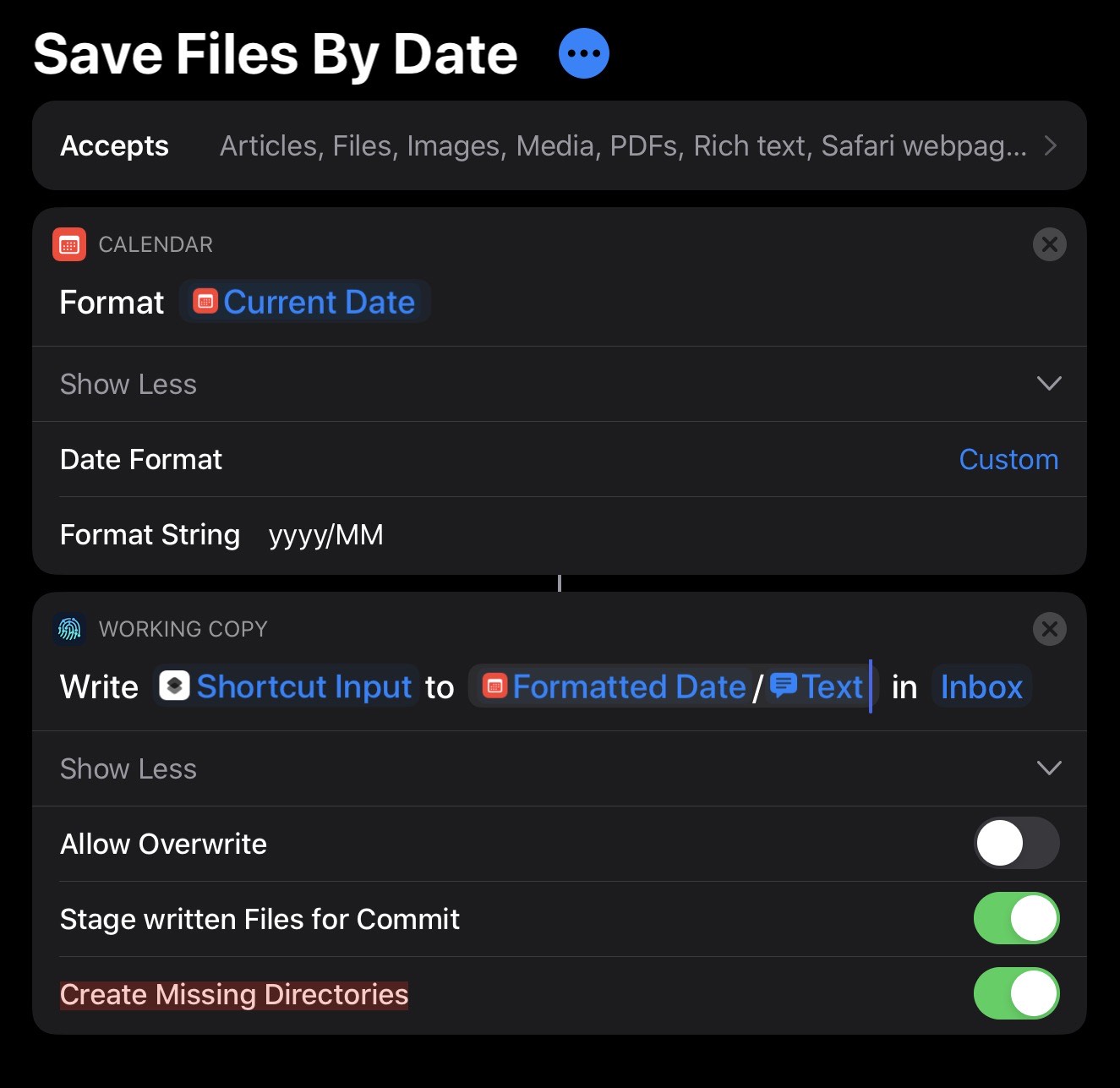 Shortcut: Save Files by Date