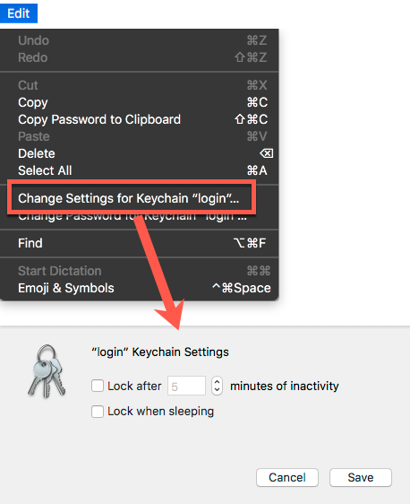 macOS login keychain settings