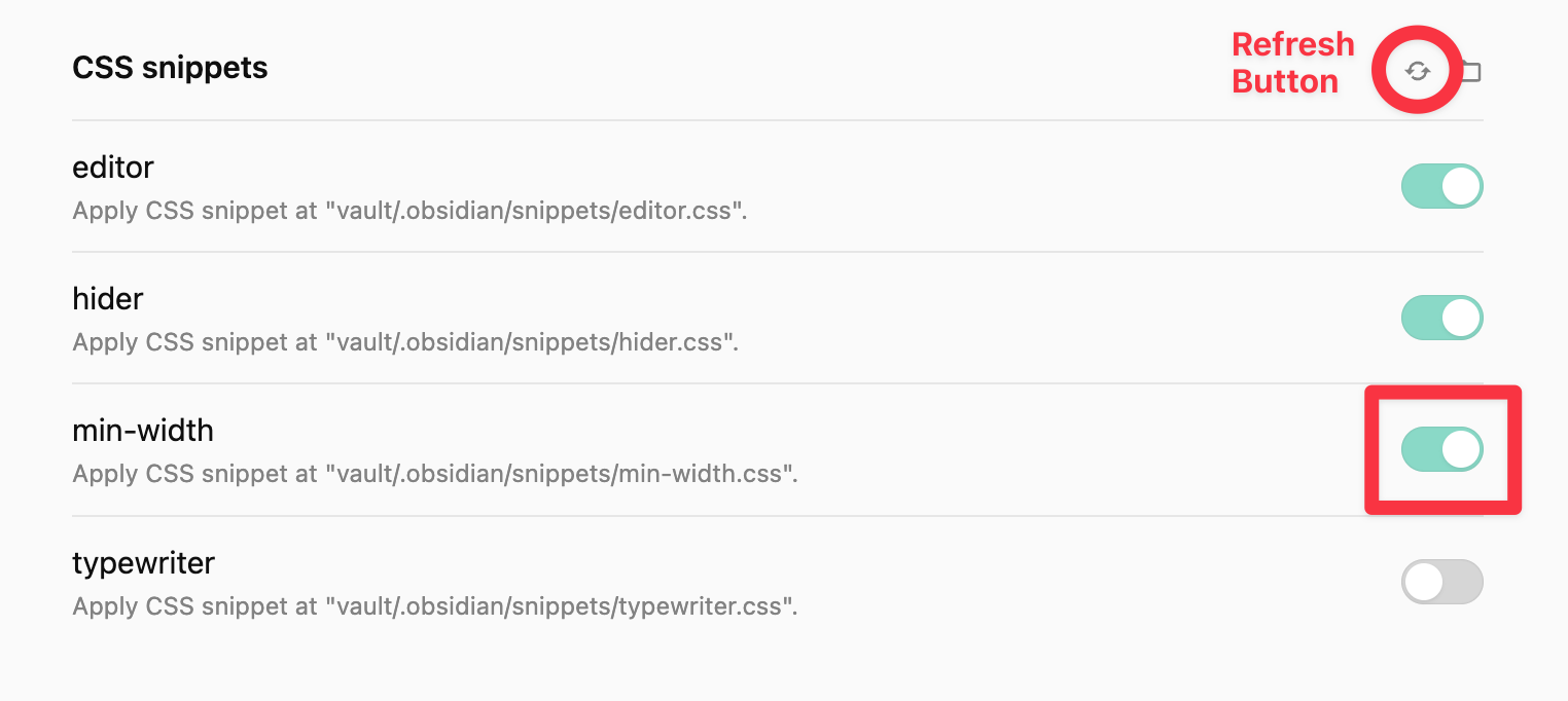Enable CSS Snippet in Obsidian